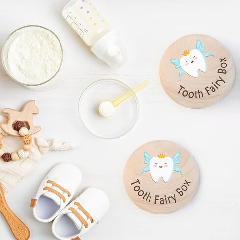 صندوق جنية الأسنان، صندوق أسنان لطيف للأولاد والبنات، صندوق خشبي للأسنان وأسنان ثلاثية الأبعاد، يخزن الأسنان المفقودة للأطفال، صندوق تخزين تذكاري للأسنان المتساقطة لوضعه تحت الوسادة، صندوق حاوية الأسنان in Kuwait