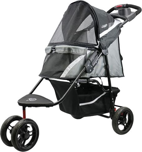 Petique Revolutionary Durable Pet Stroller, Easy Fold, Quality mesh Windows, Large Storage Basket, Secure Cup Holder Tray, Small/Medium Dogs, Cats and Pets, Supports up to 55LBS - Venus (Teal) in Kuwait