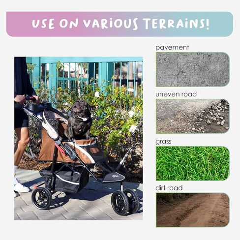 Petique Revolutionary Durable Pet Stroller, Easy Fold, Quality mesh Windows, Large Storage Basket, Secure Cup Holder Tray, Small/Medium Dogs, Cats and Pets, Supports up to 55LBS - Venus (Teal) in Kuwait