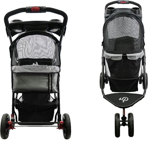 Petique Revolutionary Durable Pet Stroller, Easy Fold, Quality mesh Windows, Large Storage Basket, Secure Cup Holder Tray, Small/Medium Dogs, Cats and Pets, Supports up to 55LBS - Venus (Teal) in Kuwait