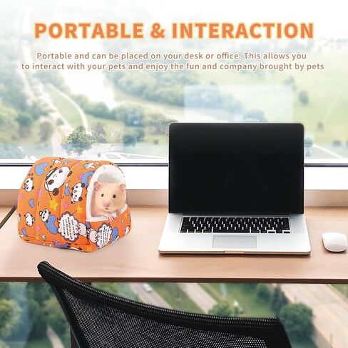 سرير الهامستر HPAWHOMEPART، منزل حيوانات صغيرة سميك جدًا في الشتاء مع طباعة لطيفة، منزل مخبأ الهامستر الصغير ملحقات قفص الحيوانات الأليفة سرير أرجوحة لخنزير غينيا، شينشيلا، القنافذ (XL) in Kuwait