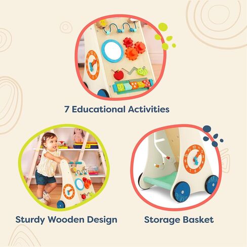 B. toys- Little Learning Steps- Wooden Activity Walker – 7 Educational Activities – Learning & Walking Toy for Toddlers – Stand, Push, Walk – 1 Year + in Saudi Arabia