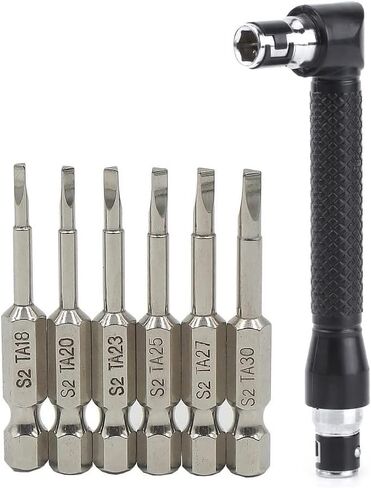 طقم لقم مفك براغي مغناطيسي مثلث 6 قطع من Fixinus 50 مم، S2 فولاذ 1/4 بوصة ساق سداسية Δ1.8 / Δ2.0 / Δ2.3 / Δ2.5 / Δ2.7 / Δ3.0 لقم مثقاب مثلث، مع مفك براغي بزاوية L حامل بت in Kuwait