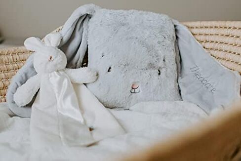 Bunnies By The Bay "Bun Bun Bunny" - 11 inch Stuffed Rabbit and Baby Blanket - Bye Bye Buddy Travel Size Baby Lovey - Super Soft Velour with Satin Lining in Saudi Arabia