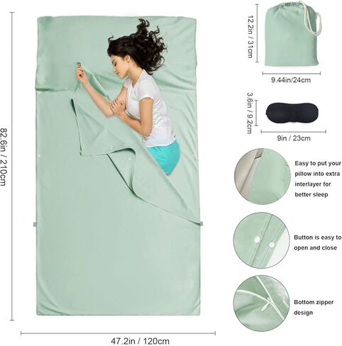 Sleeping Bag Liner Camping & Travel Sheets for Adults - Hostels & Traveling Sleep Sack in Kuwait