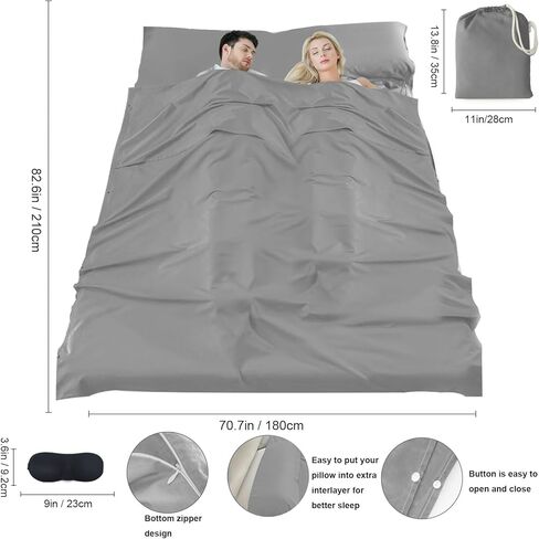 Sleeping Bag Liner Camping & Travel Sheets for Adults - Hostels & Traveling Sleep Sack in Kuwait