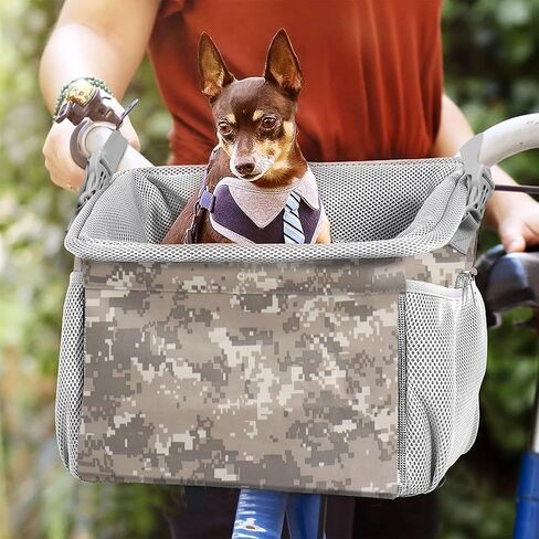 Dog Bike Basket, Pet Bicycle Carrier, Dog Car Seat with Safety Rope, Adjustable Shoulder Strap Portable Breathable Bicycle Basket Bag for Dogs and Cats Up to 15lbs in Saudi Arabia