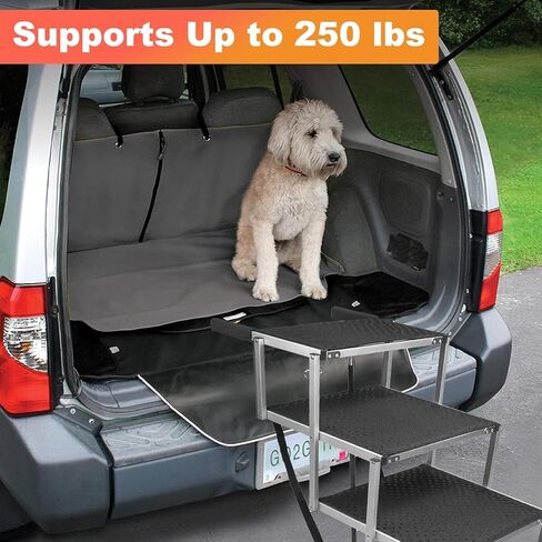 منحدر سيارة للكلاب بعرض 20 بوصة و4 خطوات وسلالم للحيوانات الأليفة وخطوات سيارة للكلاب قابلة للطي للأسرة العالية وسيارات الدفع الرباعي والشاحنات مع سطح غير قابل للانزلاق يدعم ما يصل إلى 250 رطلاً in Kuwait