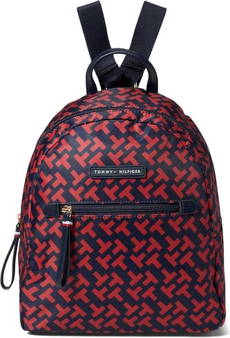 حقيبة ظهر صغيرة من Tommy Hilfiger Jennifer II مصنوعة من النايلون بطباعة ثنائية اللون باللونين الأزرق الداكن/الأحمر متعدد المقاسات in Saudi Arabia
