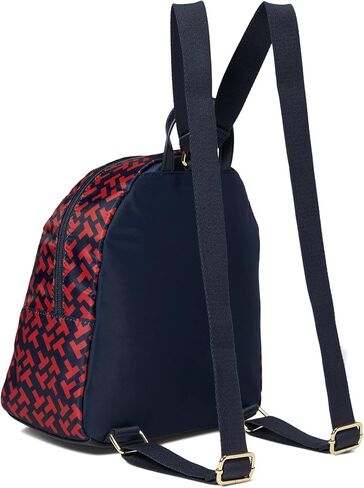 حقيبة ظهر صغيرة من Tommy Hilfiger Jennifer II مصنوعة من النايلون بطباعة ثنائية اللون باللونين الأزرق الداكن/الأحمر متعدد المقاسات in Saudi Arabia