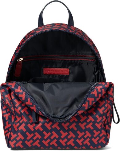 حقيبة ظهر صغيرة من Tommy Hilfiger Jennifer II مصنوعة من النايلون بطباعة ثنائية اللون باللونين الأزرق الداكن/الأحمر متعدد المقاسات in Saudi Arabia