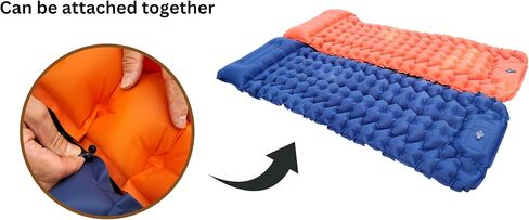 JAMIROWN Sleeping Pad Ultralight Inflatable Sleeping Pad for Camping, Built-in Pump Air Mat, Mattress for Camping, Hiking, Outdoor, Carry Bag, Portable Compact Air Mattress (Single, Orange) in Saudi Arabia