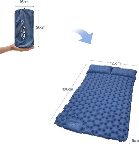 JAMIROWN Sleeping Pad Ultralight Inflatable Sleeping Pad for Camping, Built-in Pump Air Mat, Mattress for Camping, Hiking, Outdoor, Carry Bag, Portable Compact Air Mattress (Single, Orange) in Saudi Arabia