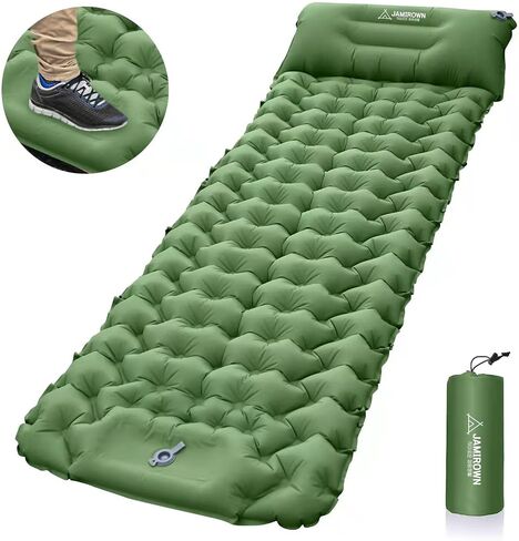 JAMIROWN Sleeping Pad Ultralight Inflatable Sleeping Pad for Camping, Built-in Pump Air Mat, Mattress for Camping, Hiking, Outdoor, Carry Bag, Portable Compact Air Mattress (Single, Orange) in Saudi Arabia