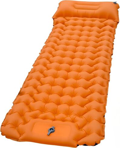 JAMIROWN Sleeping Pad Ultralight Inflatable Sleeping Pad for Camping, Built-in Pump Air Mat, Mattress for Camping, Hiking, Outdoor, Carry Bag, Portable Compact Air Mattress (Single, Orange) in Saudi Arabia