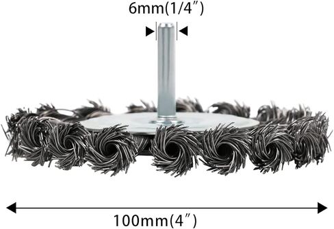 فرشاة سلكية ملتوية مقاس 4 بوصة مع فرشاة سلكية معقودة بقطر 1/4 بوصة لتنظيف التلميع وإزالة الطلاء والصدأ والتآكل in Kuwait