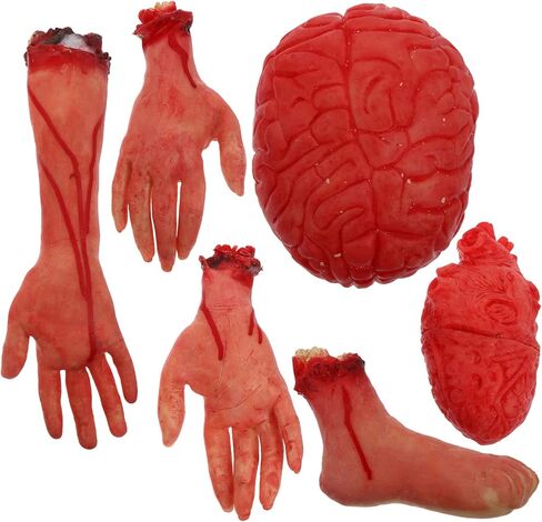 DOITOOL الهالوين أجزاء الجسم الدعائم حجم كبير جزء الجسم الدموي ديكور المنزل المسكون يد وهمية قدم قلب الدماغ موضوع حفلة قطعت الأيدي قدم مجموعة 6 قطع in Kuwait