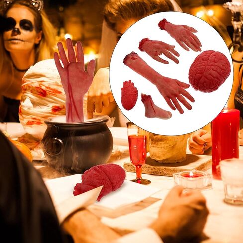 DOITOOL الهالوين أجزاء الجسم الدعائم حجم كبير جزء الجسم الدموي ديكور المنزل المسكون يد وهمية قدم قلب الدماغ موضوع حفلة قطعت الأيدي قدم مجموعة 6 قطع in Kuwait