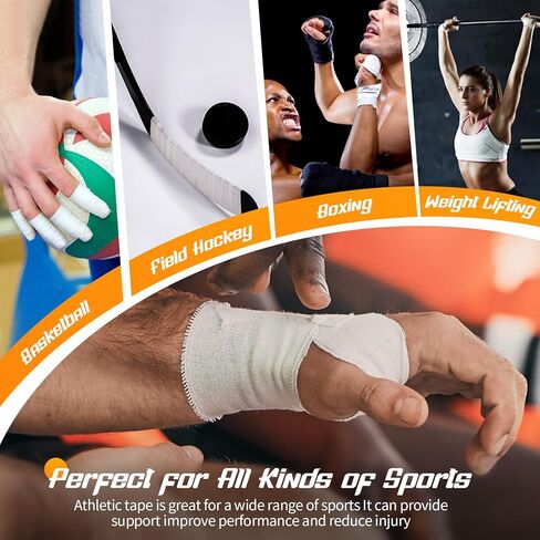 White Athletic Sports Tape 3 Pack - 1.5 in x 45 Ft Athletic Tape Easy to Tear and No Sticky Residue Ankle Wrist Tape for Climb Boxing in Kuwait