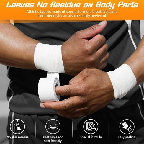 White Athletic Sports Tape 3 Pack - 1.5 in x 45 Ft Athletic Tape Easy to Tear and No Sticky Residue Ankle Wrist Tape for Climb Boxing in Kuwait