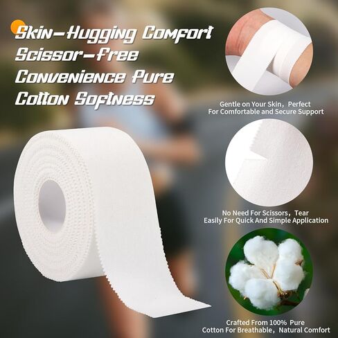 White Athletic Sports Tape 3 Pack - 1.5 in x 45 Ft Athletic Tape Easy to Tear and No Sticky Residue Ankle Wrist Tape for Climb Boxing in Kuwait