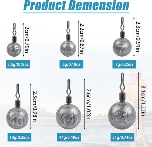 Drop Shot Weights Round Fishing Weights Sinkers Bass Casting Ball Sinkers Cannonball Fishing Weights Swivels for Drop Shot Rig Bass Fshing Saltwater Freshwater Fishing Gear Tackle in Saudi Arabia