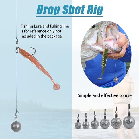 Drop Shot Weights Round Fishing Weights Sinkers Bass Casting Ball Sinkers Cannonball Fishing Weights Swivels for Drop Shot Rig Bass Fshing Saltwater Freshwater Fishing Gear Tackle in Saudi Arabia