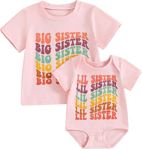 Big Brother Little Brother Big Sister Little Sister Sibling Matching Outfits Newborn Clothes Gift T-shirt Bodysuit Set in Kuwait