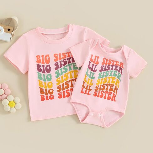 Big Brother Little Brother Big Sister Little Sister Sibling Matching Outfits Newborn Clothes Gift T-shirt Bodysuit Set in Kuwait