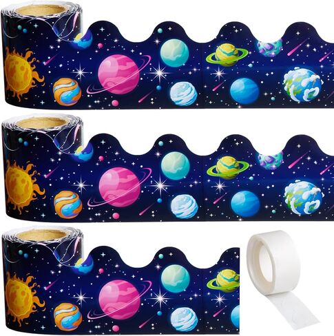 99 Feet Starry Sky Bulletin Board Border, 3 Rolls Dark Stars Scalloped Borders Trim Night Sky Classroom Bulletin Board Border Trim for Back to School Chalkboard Whiteboard Decorations in Saudi Arabia
