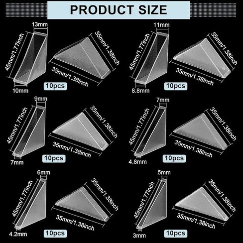 BENECREAT 60Pcs Triangle Corner Protector, 6 Sizes Plastic Glass Table Shelf Corner Guards, Black Mirror Corner Covers, Baby Proofing Edge Protector in Saudi Arabia