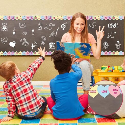 Panelee 68.9 قدم لوحة إعلانات الحدود الوردي القلب الأخضر شامروك الفراشات الزهور الفضاء الحدود تقليم لربيع عيد الحب عيد القديس باتريك ديكور الفصول الدراسية (فارغ شامروك) in Kuwait