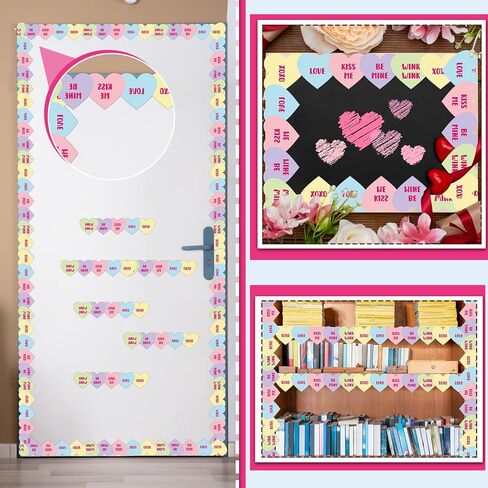 Panelee 68.9 قدم لوحة إعلانات الحدود الوردي القلب الأخضر شامروك الفراشات الزهور الفضاء الحدود تقليم لربيع عيد الحب عيد القديس باتريك ديكور الفصول الدراسية (فارغ شامروك) in Kuwait