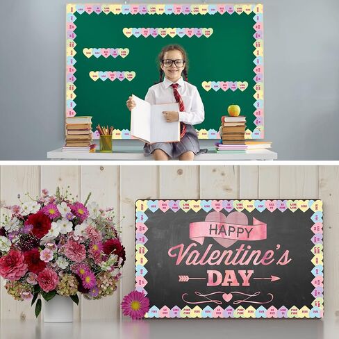 Panelee 68.9 قدم لوحة إعلانات الحدود الوردي القلب الأخضر شامروك الفراشات الزهور الفضاء الحدود تقليم لربيع عيد الحب عيد القديس باتريك ديكور الفصول الدراسية (فارغ شامروك) in Kuwait