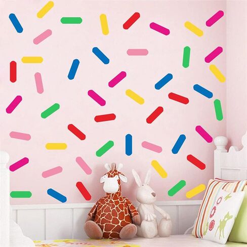 Rainbow Sprinkles Wall Decal - Confetti Colorful Fun PVC Removable Wall Sticker with 198 Pieces Rainbow Sprinkles in 6 Colors - Eco Friendly Wall Decals for Baby Room and Kids Room JWH162 (red+blush+lighe yellow+medium blue+fluorescence green+soft pink) in Saudi Arabia