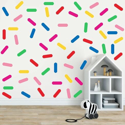 Rainbow Sprinkles Wall Decal - Confetti Colorful Fun PVC Removable Wall Sticker with 198 Pieces Rainbow Sprinkles in 6 Colors - Eco Friendly Wall Decals for Baby Room and Kids Room JWH162 (red+blush+lighe yellow+medium blue+fluorescence green+soft pink) in Saudi Arabia