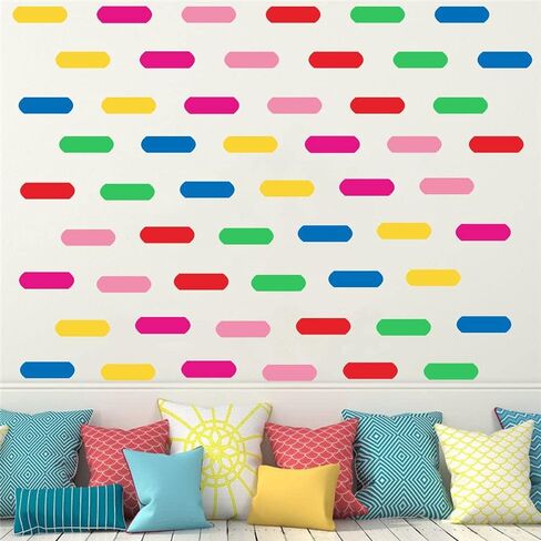 Rainbow Sprinkles Wall Decal - Confetti Colorful Fun PVC Removable Wall Sticker with 198 Pieces Rainbow Sprinkles in 6 Colors - Eco Friendly Wall Decals for Baby Room and Kids Room JWH162 (red+blush+lighe yellow+medium blue+fluorescence green+soft pink) in Saudi Arabia