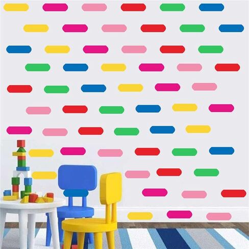 Rainbow Sprinkles Wall Decal - Confetti Colorful Fun PVC Removable Wall Sticker with 198 Pieces Rainbow Sprinkles in 6 Colors - Eco Friendly Wall Decals for Baby Room and Kids Room JWH162 (red+blush+lighe yellow+medium blue+fluorescence green+soft pink) in Saudi Arabia