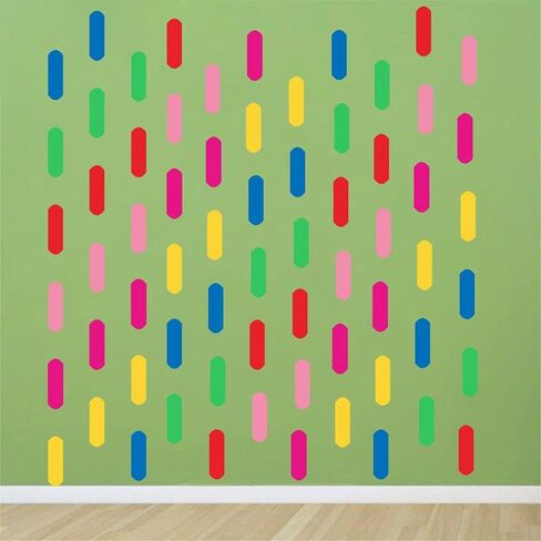 ملصق حائط برشات قوس قزح - ملصق حائط قابل للإزالة من مادة PVC المرحة الملونة مع 198 قطعة من رشات قوس قزح في 6 ألوان - ملصقات جدارية صديقة للبيئة لغرفة الأطفال وغرفة الأطفال JWH162 (أحمر + أحمر خدود + أصفر فاتح + أزرق متوسط ​​+ أخضر فلورنسي + وردي ناعم) in Kuwait