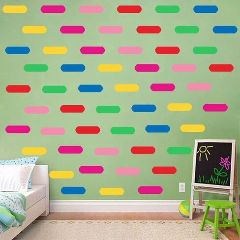 ملصق حائط برشات قوس قزح - ملصق حائط قابل للإزالة من مادة PVC المرحة الملونة مع 198 قطعة من رشات قوس قزح في 6 ألوان - ملصقات جدارية صديقة للبيئة لغرفة الأطفال وغرفة الأطفال JWH162 (أحمر + أحمر خدود + أصفر فاتح + أزرق متوسط ​​+ أخضر فلورنسي + وردي ناعم) in Kuwait