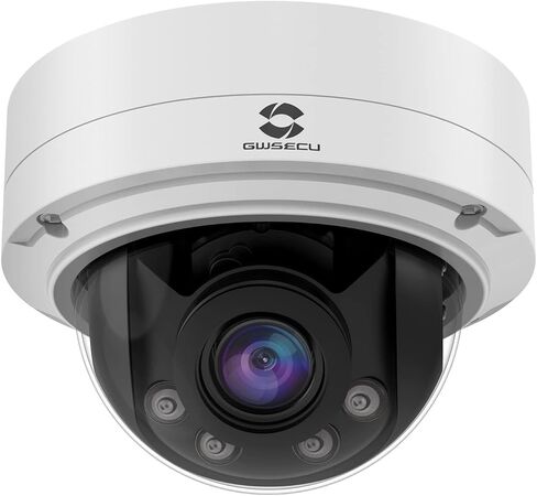 كاميرا GWSECU 5MP Security IP Vandal Dome، كاميرا مراقبة سلكية PoE 2.8-12mm عدسة متغيرة البؤرة، ميكروفون مدمج لاكتشاف الحركة البشرية AI، رؤية ليلية بالأشعة تحت الحمراء IK10 Vandal 130ft، D5U57BAMS in Kuwait