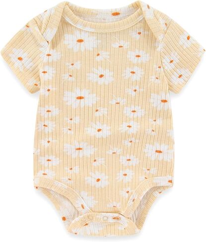 Newborn Baby Ribbed Bodysuit Cotton Baby Boy Girl Clothes 0-12 Months in Saudi Arabia