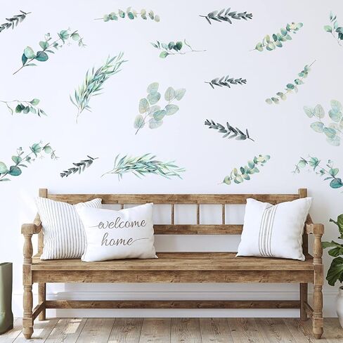 Leaves Wall Decal Green Plant Wall Decal Sticker Removable Leaves Wall Decals Peel and Stick Wall Decoration for Farmhouse Home Nursery Decor Room Office Bathroom in Saudi Arabia