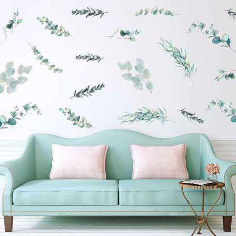 Leaves Wall Decal Green Plant Wall Decal Sticker Removable Leaves Wall Decals Peel and Stick Wall Decoration for Farmhouse Home Nursery Decor Room Office Bathroom in Saudi Arabia