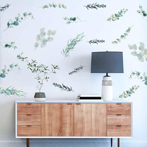 Leaves Wall Decal Green Plant Wall Decal Sticker Removable Leaves Wall Decals Peel and Stick Wall Decoration for Farmhouse Home Nursery Decor Room Office Bathroom in Saudi Arabia