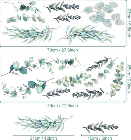 Leaves Wall Decal Green Plant Wall Decal Sticker Removable Leaves Wall Decals Peel and Stick Wall Decoration for Farmhouse Home Nursery Decor Room Office Bathroom in Saudi Arabia