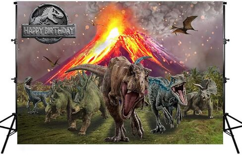 7X5ft الاطفال الجوراسي ديناصور العالم الخلفيات، 3D ديناصور البركاني خلفية للأطفال صورة استوديو الصور كشك الدعائم in Saudi Arabia