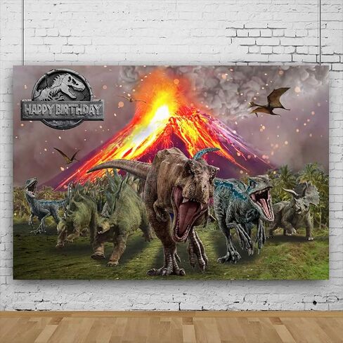 7X5ft الاطفال الجوراسي ديناصور العالم الخلفيات، 3D ديناصور البركاني خلفية للأطفال صورة استوديو الصور كشك الدعائم in Saudi Arabia