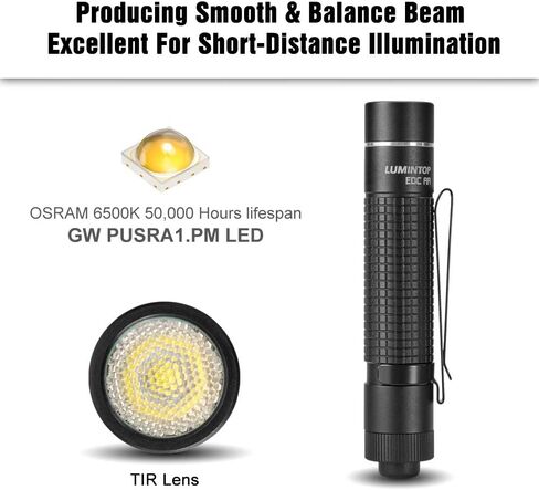 LUMINTOP EDC AA Flashlight Max 600 Lumens EDC Flashlight 5 Outputs LED Pocket Tactical Flashlight IP68 Waterpoof Everyday Carry Mini Flashlight for Hiking, Camping and Emergency (Cool White) in Kuwait