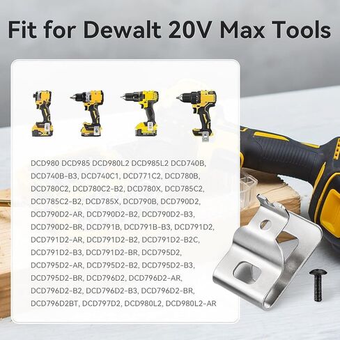 مشابك حزام Thaekuns لديوالت، 6 قطع 304 مشابك حفر من الفولاذ المقاوم للصدأ مع مسامير لـ Dewalt N268241 مناسبة لأدوات الطاقة 20 فولت DCD980 DCD980L2 DCD985L2 DCD985 in Kuwait